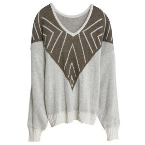 L.L.L. (Belgium) Vintage LYS Yarn Single Knit Fair Isle V Neck Jumper : L